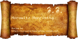 Horowitz Henrietta névjegykártya